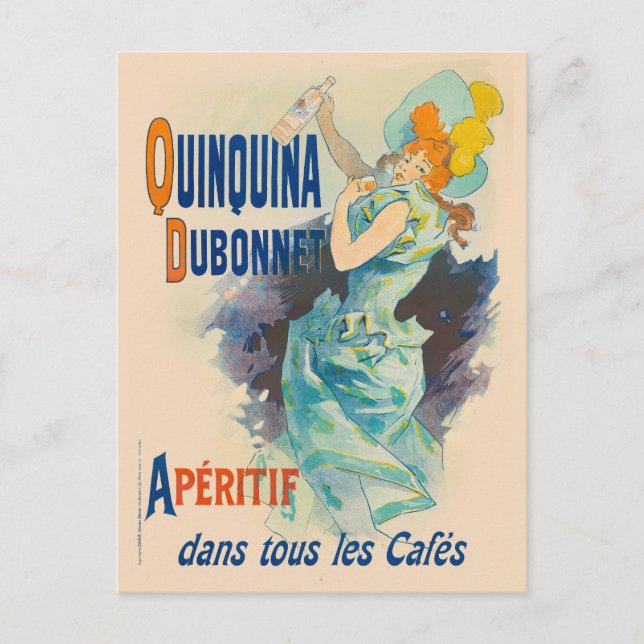 Carte Postale Quinquina Dubonnet Apéritif Poster vintage 1895 (Devant)