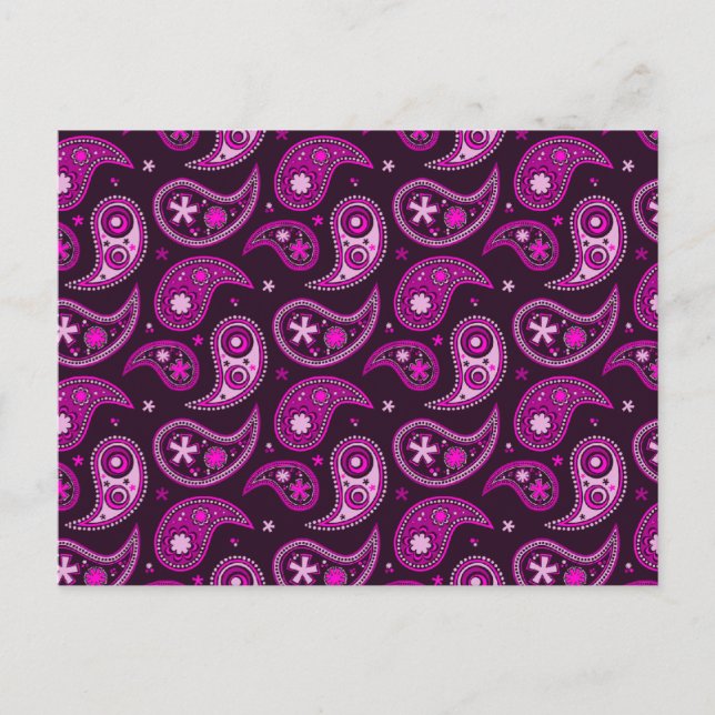 Carte Postale Quirky Purple Paisley (Devant)