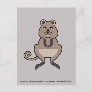 Carte Postale QUOKKA dessiné à la main -Marsupial - Animal en vo