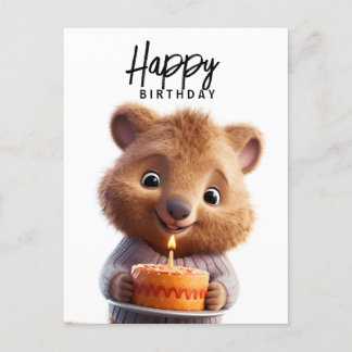 Carte Postale Quokka mignon avec gâteau d'anniversaire