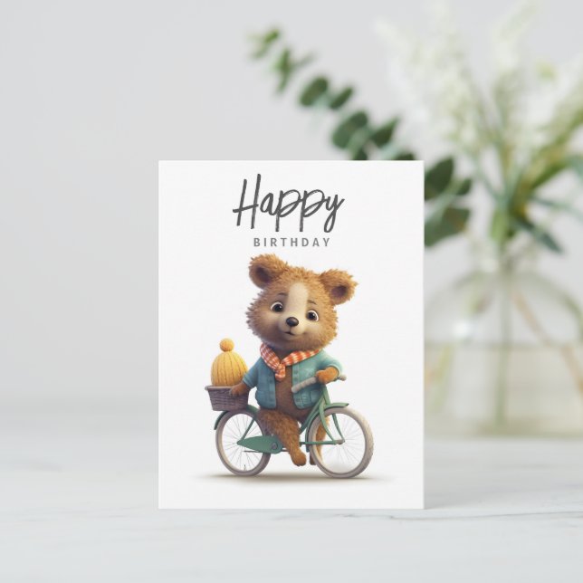 Carte Postale Quokka mignon sur un vélo, Joyeux Anniversaire  (Debout devant)
