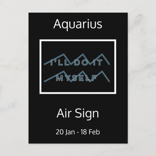 Carte Postale Quote Aquarius Zodiac bleu et blanc (Devant)