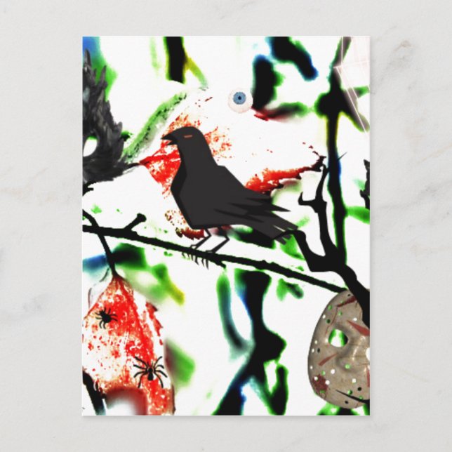 Carte Postale Quoth the Raven Nevermore, Halloween Collage (Devant)