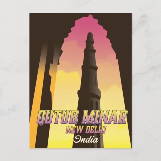 Carte Postale Qutub Minar New Delhi Inde affiche voyage (Devant)