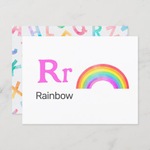 Carte Postale R est pour Rainbow - Alphabet Flash Card