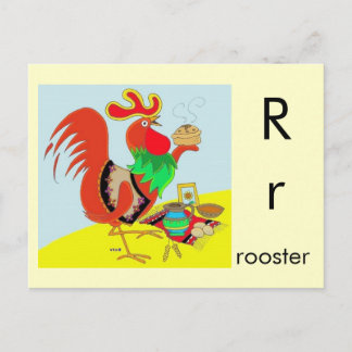 Carte Postale R est pour Rooster