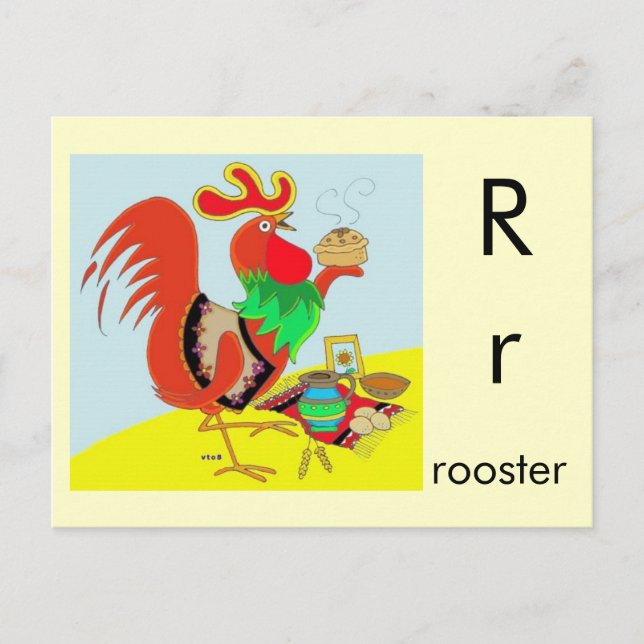 Carte Postale R est pour Rooster (Devant)