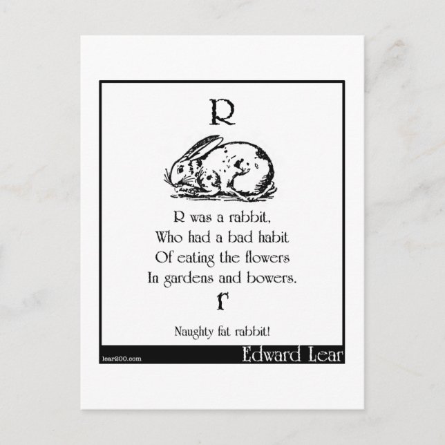 Carte Postale R était un lapin, (Devant)