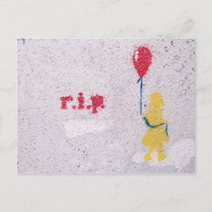 Carte Postale r.i.p. stencil : fille avec le ballon rouge