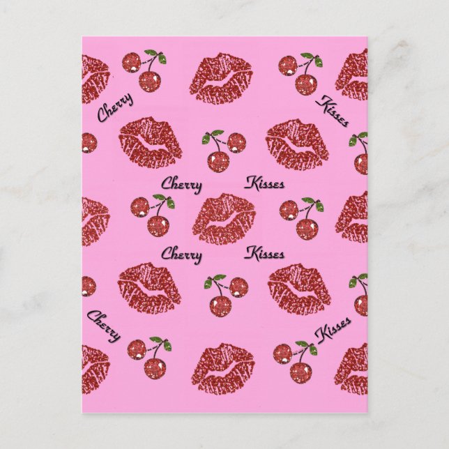 Carte Postale RAB Rockabilly Baisers de Cerise sur Rose (Devant)