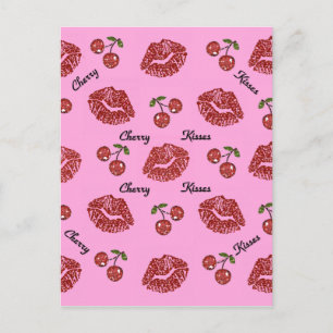 Carte Postale RAB Rockabilly Cherry Kisses on Pink