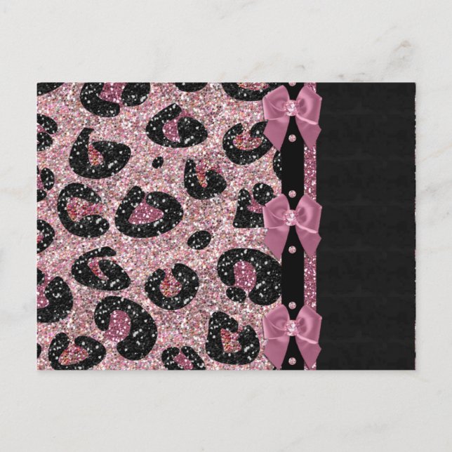 Carte Postale RAB Rockabilly Pink Leopard Ribbon Bows (Devant)