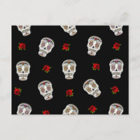 RAB Rockabilly Sugar Skulls Roses On Black