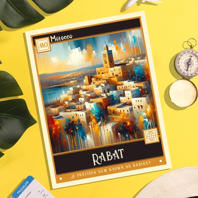 Carte Postale Rabat, Maroc | Peinture Vintage (Créateur téléchargé)