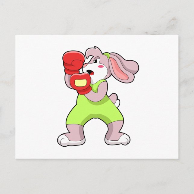 Carte Postale Rabbit à la boxe avec gants de boxe (Devant)