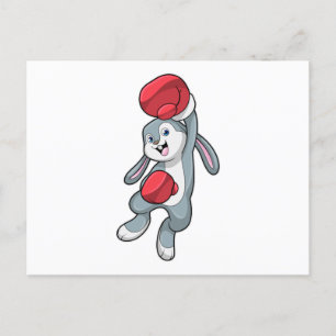Carte Postale Rabbit à la boxe avec gants de boxe