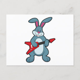 Carte Postale Rabbit à la musique avec guitare