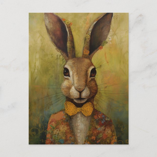 Carte Postale Rabbit adorable en costume floral (Devant)