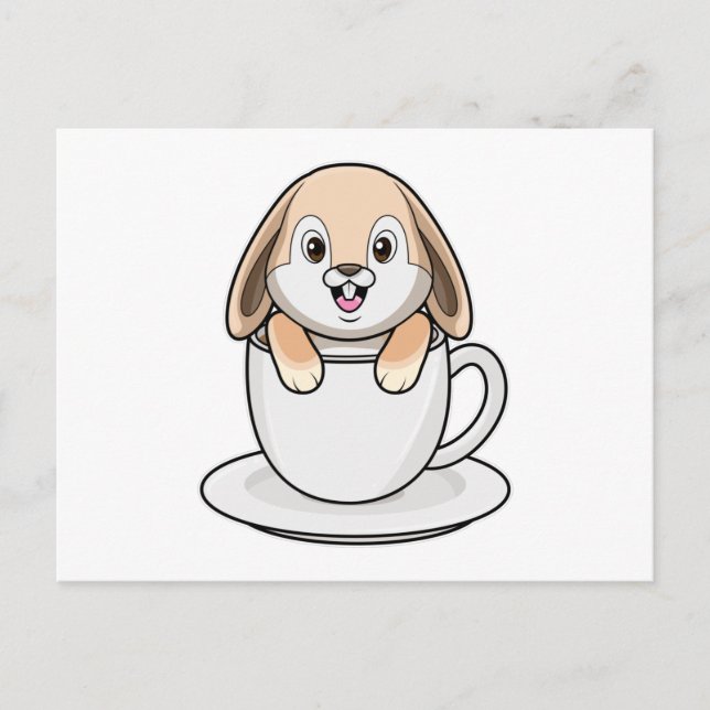 Carte Postale Rabbit avec café (Devant)
