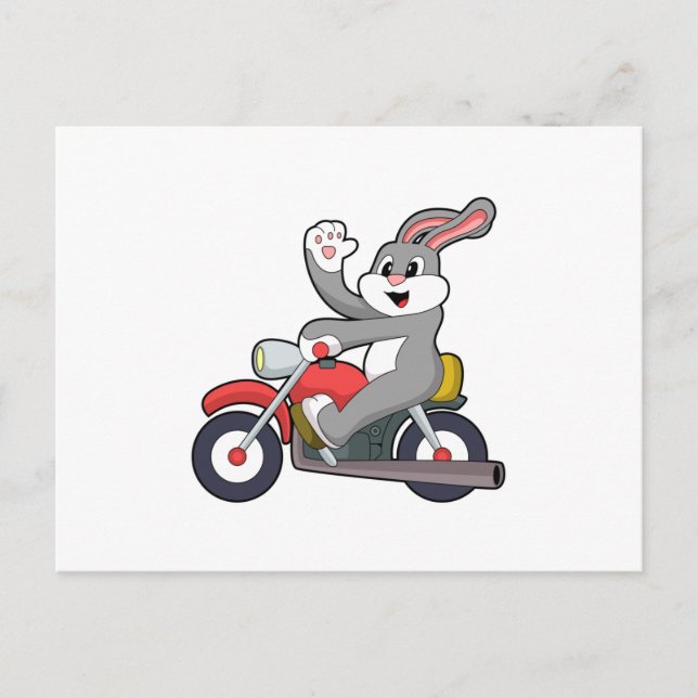 Carte Postale Rabbit en tant que Biker avec Motorcycle.PNG (Devant)