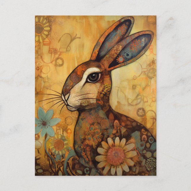 Carte postale Rabbit Floral (Devant)