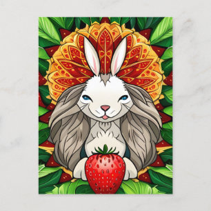 Carte Postale Rabbit, fraise, Mandala, poste