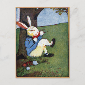 Carte Postale Rabbit Manger Légumes Sous Arbre