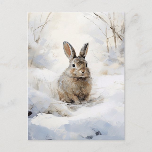 Carte postale Rabbit neige hiver (Devant)