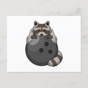 Carte Postale Raccoon à Bowling avec Bowling