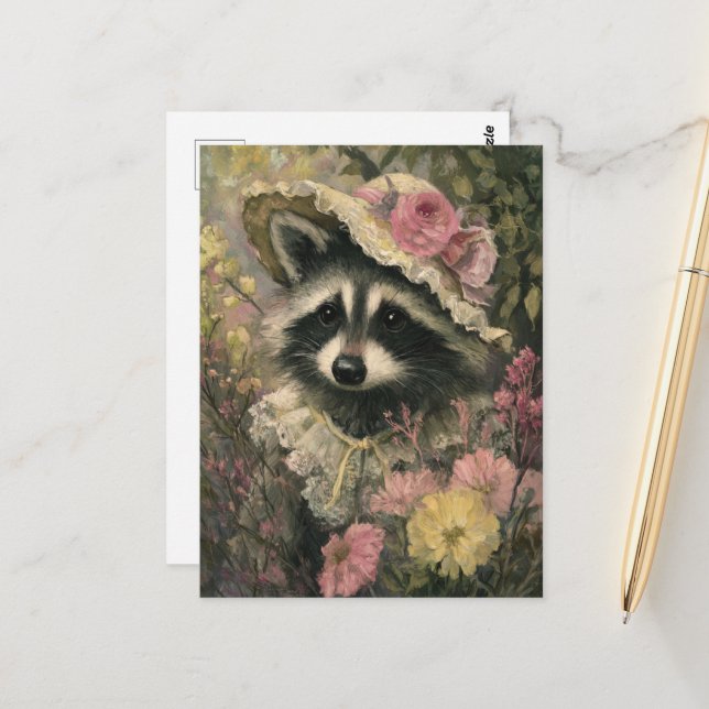 Carte Postale Raccoon adorable (Devant/Arrière en situation)