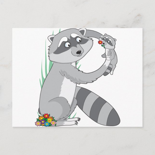 Carte Postale Raccoon Alphabet Animal (Devant)
