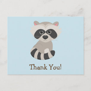 Carte Postale Raccoon animal de bois sur Merci bleu