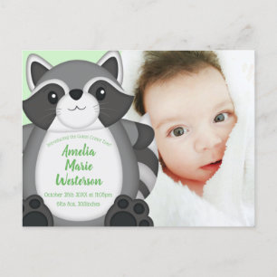 Carte Postale Raccoon Baby shower Woodland