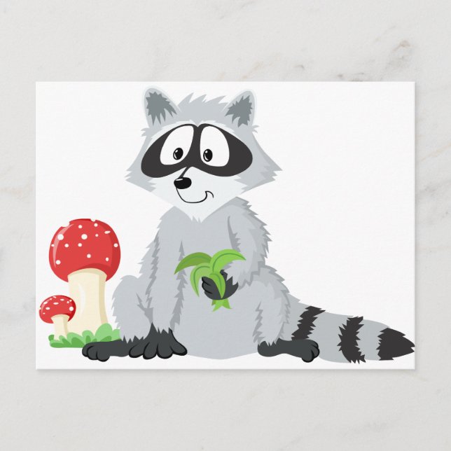 Carte Postale Raccoon d'animaux forestiers (Devant)