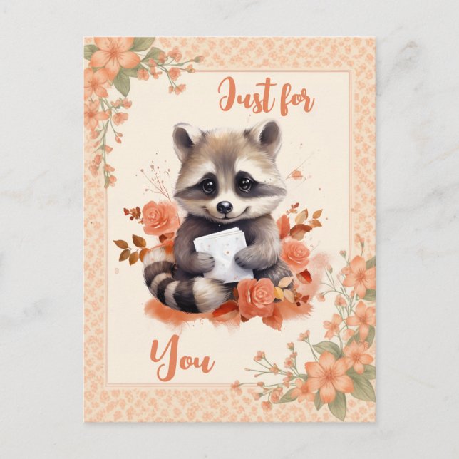 Carte Postale Raccoon d'aquarelle - Juste pour vous - (Devant)