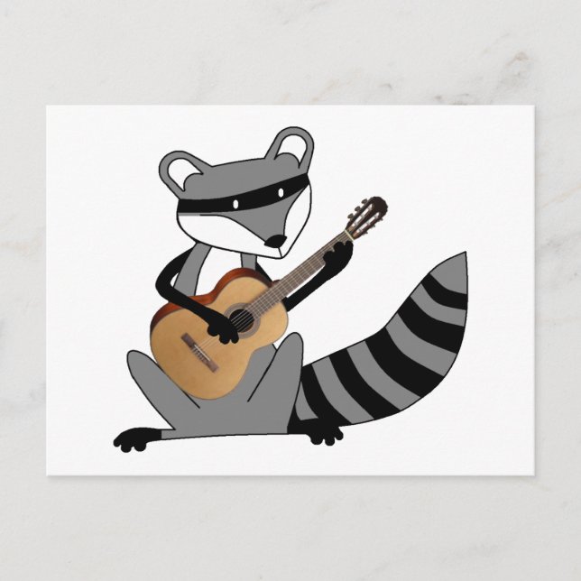 Carte Postale Raccoon Jouer à la guitare (Devant)