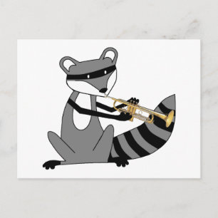 Carte Postale Raccoon Jouer à la trompette