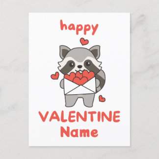 Carte Postale Raccoon mignon Heureuse Sainte-Valentin