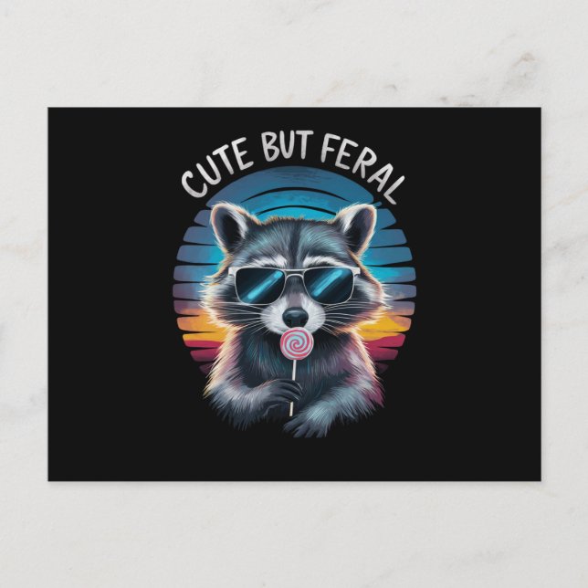 Carte Postale Raccoon mignon mais feral Funny (Devant)