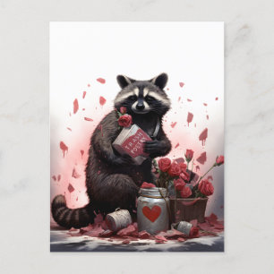 Carte Postale Raccoon ordures poésie Valentines jour