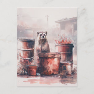 Carte Postale Raccoon S'Épanouit Dans Les Ruines