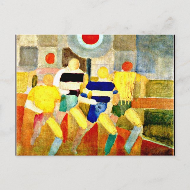 Carte Postale Race Walkers, oeuvre d'art cubiste colorée (Devant)