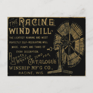 Carte Postale Racine Wind Mill Racine Wisconsin 1889
