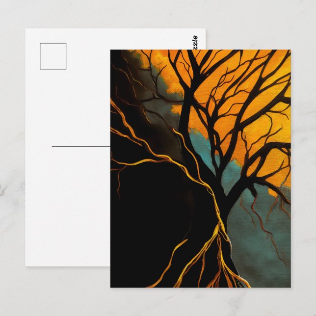 Carte Postale Racines dorées et Arbre du crépuscule (Devant / Derrière)