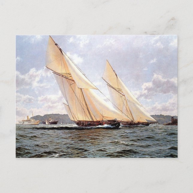 Carte Postale Racing yacht and steamships (Devant)