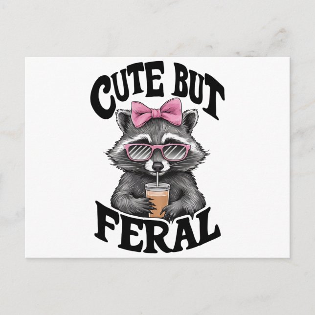 Carte Postale Racoon Mignonne Mais Feral Avec Lunettes De Soleil (Devant)