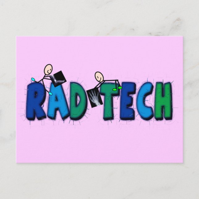 Carte Postale Rad Tech avec conception Personnages en allumettes (Devant)