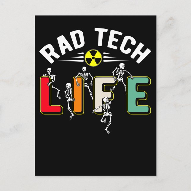 Carte Postale Rad Tech Life Skeletons Xray Funny Radiologie (Devant)