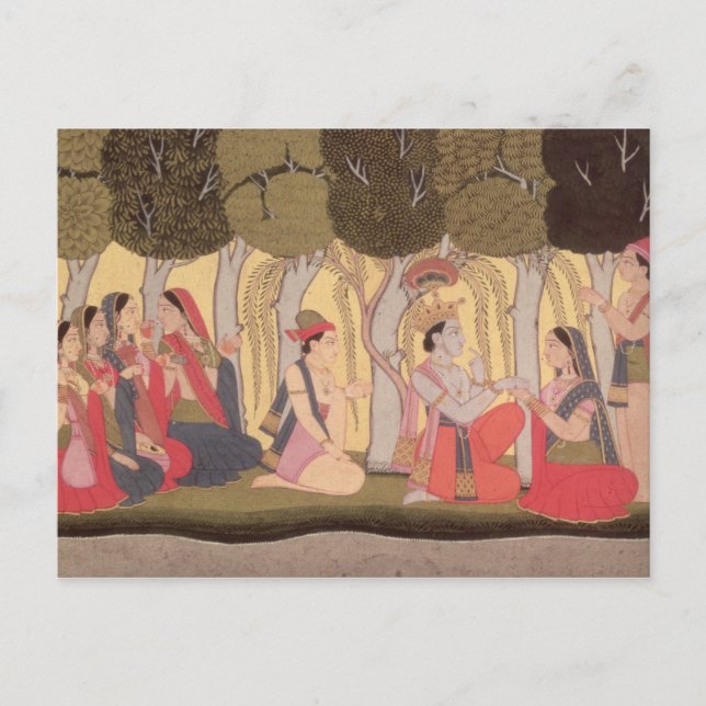 Carte Postale Radha et Krishna assis dans un bosquet, Kulu (Devant)