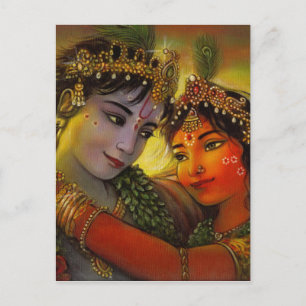 CARTE POSTALE RADHA KRISHNA PEINTURE CLASSIQUE
